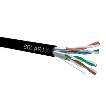 Solarix SXKD-6A-STP-PE Cat6A F/UTP massiivikupari ulkoasennuskaapeli, PE, musta, 500m kela