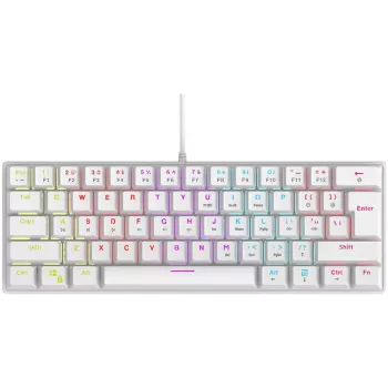 Rampage PLOWERK60 Blue Switch valkoinen mekaaninen pelinäppäimistö 60% RGB USB-C