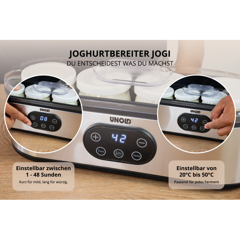 UNOLD 38726 Jogi Jogurttikone, 4 x 180 ml lasipurkkia