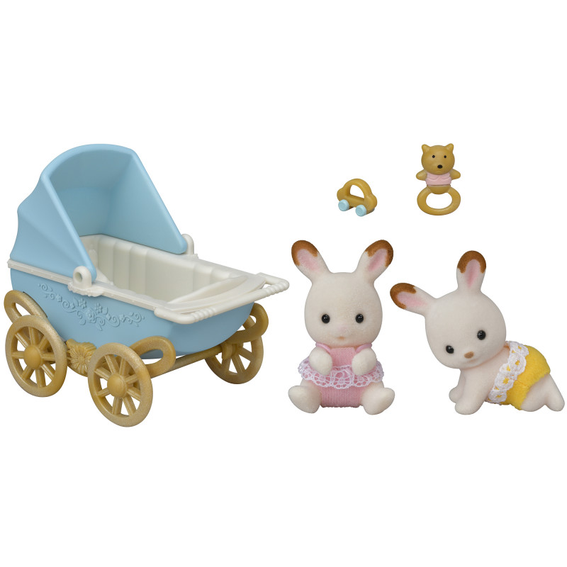 EPOCH Sylvanian Families suklaapupukaksoset lastenvaunuilla