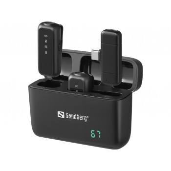 SANDBERG Streamer USB-C langaton mikrofoni x2 - kaksimikrofonisetti - 20 Hz - 20 kHz
