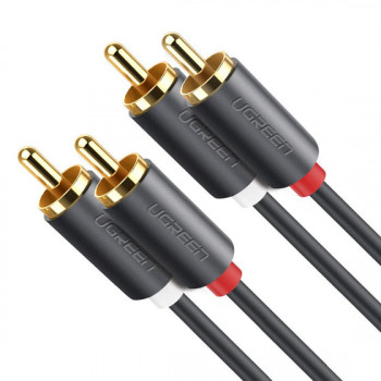 UGREEN AV104 2x RCA-uros 2x RCA-uros audiokaapeli 2m musta