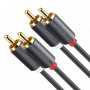 UGREEN AV104 2x RCA-uros 2x RCA-uros audiokaapeli 2m musta
