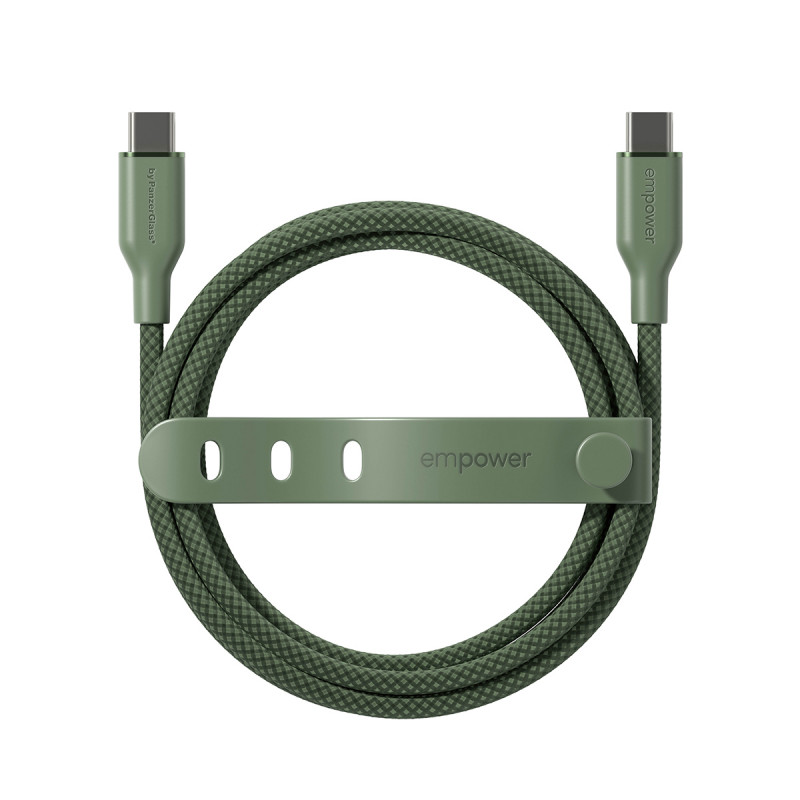 PanzerGlass Racing 60W USB-C - USB-C kaapeli 1,2 m vihreä