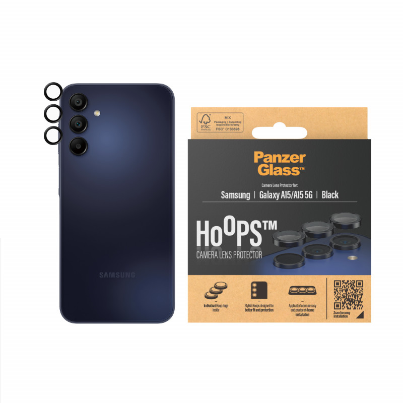 PanzerGlass Hoops kameran linssinsuoja Samsung Galaxy A15 / A15 5G - musta