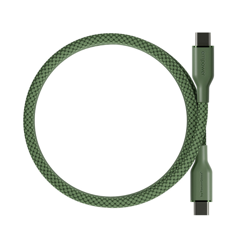 PanzerGlass empower Magnetic 240W USB-C - USB-C -kaapeli 1,5 m vihreä