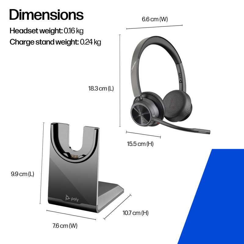 Plantronics Voyager 4320 UC V4320-M C, USB-A, musta
