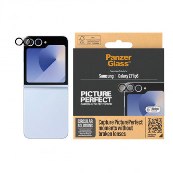 PanzerGlass PicturePerfect kameralinssinsuojus Samsung Galaxy Z Flip6 (F741, F7374) - ultrakirkas karkaistu lasi, 9H-kovuus, naarmu- ja iskunkestävä, oleofobinen pinnoite, helppo asennus
