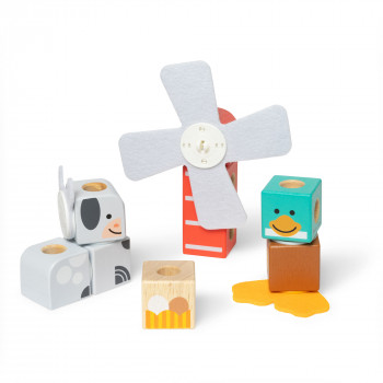 Melissa & Doug Blockables Farm Friends puinen pinopalkkasetti