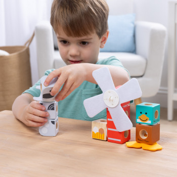 Melissa & Doug Blockables Farm Friends puinen pinopalkkasetti
