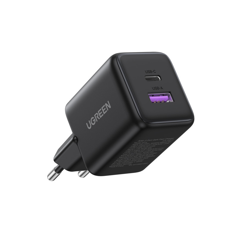 UGREEN X516 GaN 30W USB-C + USB-A seinälaturi musta