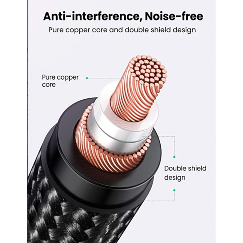 UGREEN AV182 XLR-uros - 3,5 mm TRS-uros -audiokaapeli 1 m musta