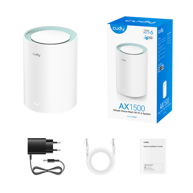Cudy AX1500 Gigabit Mesh Wi-Fi 6 -järjestelmä – 1 pakkaus