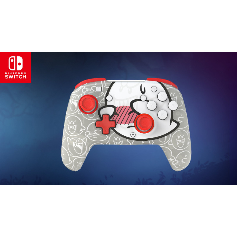 PDP Afterglow Wave langaton ohjain Nintendo Switch - Boo-Hoo Clear RGB-valaistuksella