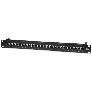 Intellinet 513487 24-porttinen Cat5e STP 1U rack-asennettava patch-paneeli, musta