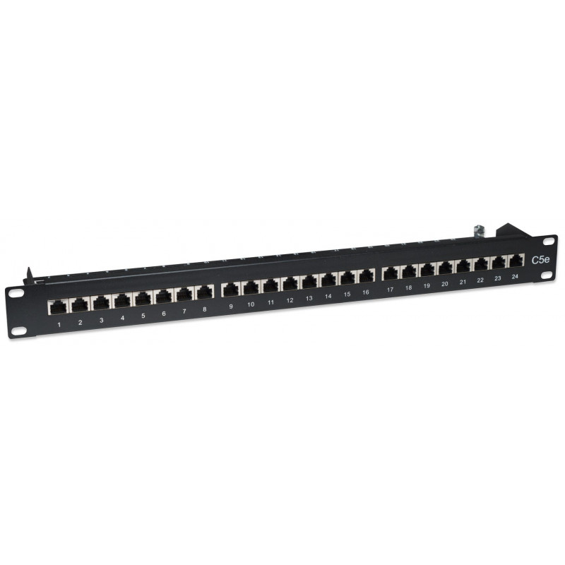 Intellinet 513487 24-porttinen Cat5e STP 1U rack-asennettava patch-paneeli, musta