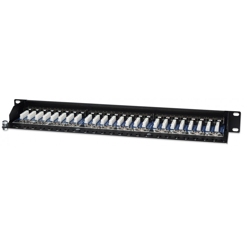 Intellinet 513487 24-porttinen Cat5e STP 1U rack-asennettava patch-paneeli, musta