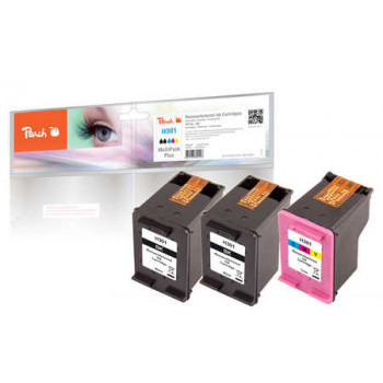 Peach PI300-563 yhteensopiva mustepatruuna 3 kpl:n pakkaus musta syaani magenta keltainen HP DeskJet 1000 1010 1050 1050A 1055 1510 ja muihin