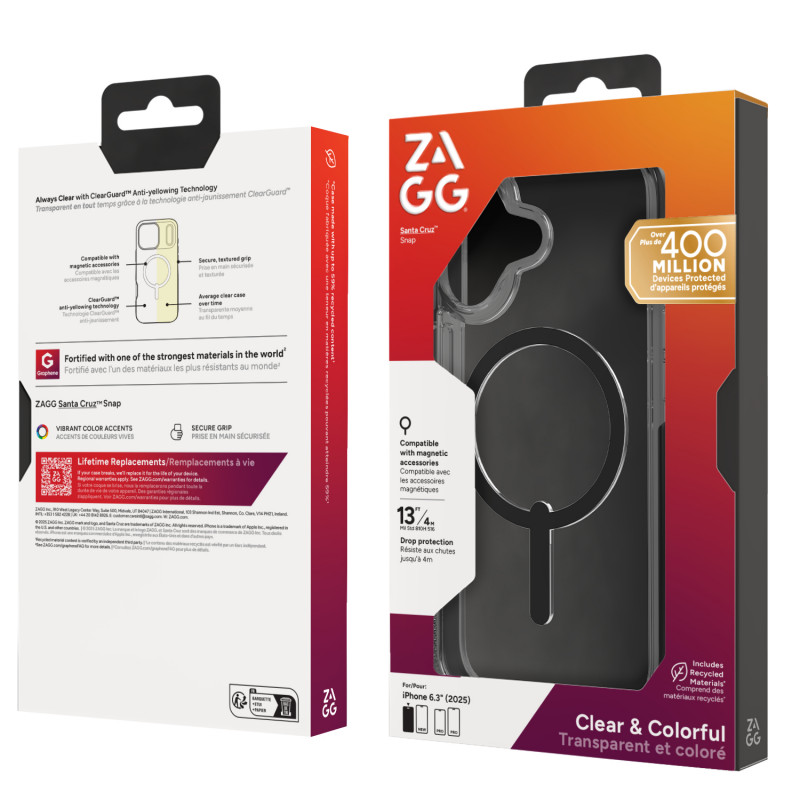 ZAGG Santa Cruz Snap kotelo Apple iPhone 17 - musta