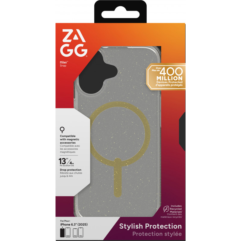 ZAGG Milan Snap -kotelo iPhone 17 – Glitter Gold