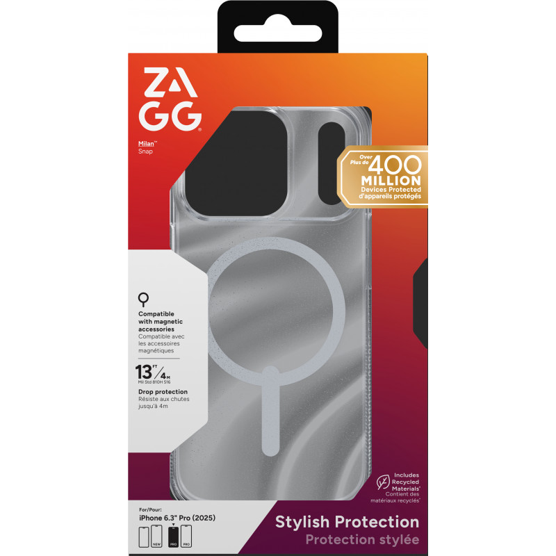 ZAGG Milan Snap -kotelo Apple iPhone 17 Pro - Glitter Swirl