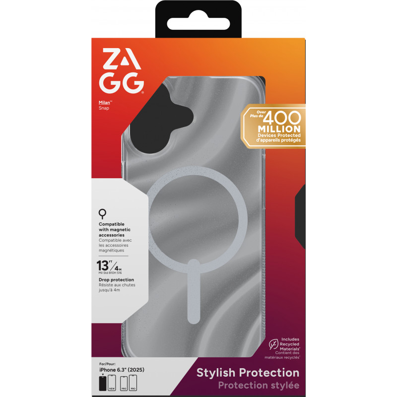ZAGG Milan Snap kuori iPhone 17 - Glitter Swirl