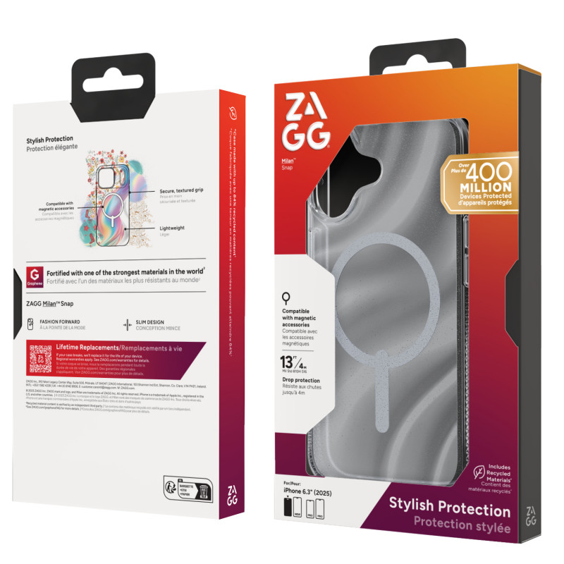 ZAGG Milan Snap kuori iPhone 17 - Glitter Swirl
