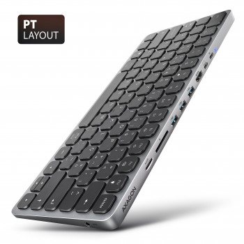 AXAGON HMC-KB-PT USB-C 5Gbps näppäimistö (PT) 9-in-1-keskitin