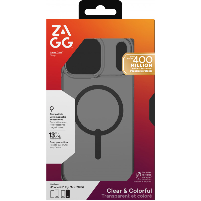 ZAGG Santa Cruz Snap kotelo iPhone 17 Pro Maxille - keskiyönmusta