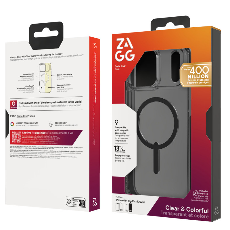 ZAGG Santa Cruz Snap kotelo iPhone 17 Pro Maxille - keskiyönmusta