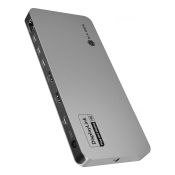 ICY BOX IB-DK7402-C31 Diamond Dock 12-in-1 USB-C-telakka, 5x videolähtö, 140 W PD, DisplayLink, antrasiitti/musta