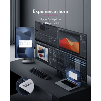 ICY BOX IB-DK7402-C31 Diamond Dock 12-in-1 USB-C-telakka, 5x videolähtö, 140 W PD, DisplayLink, antrasiitti/musta