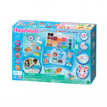 EPOCH Aquabeads Craft Studio -aloituspaketti – yli 800 vesiaktivoituvaa helmeä 12 värissä, uudelleenkäytettävä asettelualusta, helmikynä ja suihkutin, ilman lämpöä tai liimaa, luova helmityösetti yli 4-vuotiaille lapsille