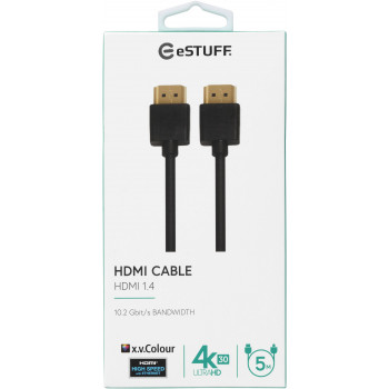 ESTUFF HDMI 1.4 High-Speed-kaapeli Ethernetillä 5 m 4K 3D ARC musta