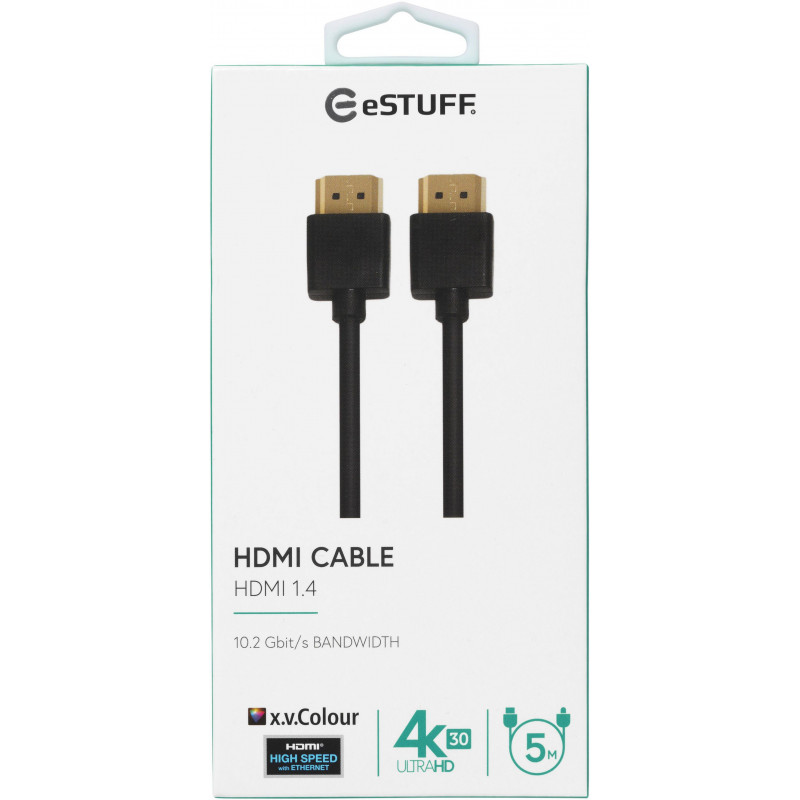 ESTUFF HDMI 1.4 High-Speed-kaapeli Ethernetillä 5 m 4K 3D ARC musta