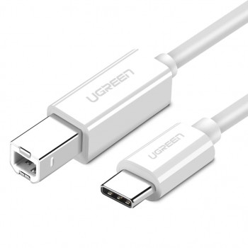 UGREEN US241 USB 2.0 USB-C - USB-B -tulostinkaapeli 1,5m valkoinen