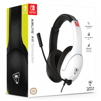 Turtle Beach Airlite Fit -kuuloke NS musta & valkoinen - langallinen over-ear-pelikuuloke flip-to-mute-mikrofonilla