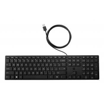 HP Desktop 320K langallinen USB-näppäimistö – belgialainen AZERTY-asettelu, musta, täysikokoinen numeronäppäimistöllä, roiskevesisuojattu, Thin Client- ja työpöytäkoneille (9SR37AA#AC0)