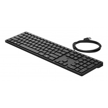 HP Desktop 320K langallinen USB-näppäimistö – belgialainen AZERTY-asettelu, musta, täysikokoinen numeronäppäimistöllä, roiskevesisuojattu, Thin Client- ja työpöytäkoneille (9SR37AA#AC0)