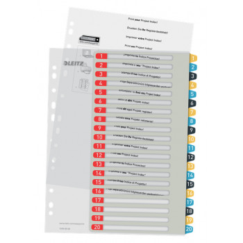 Leitz 12490000 numeerinen rekisteri A4 12 rekisterikielekettä polypropyleeni