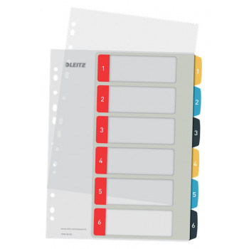 Leitz 12460000 A4 numerorekisteri, 1-10, polypropyleeni, harmaa