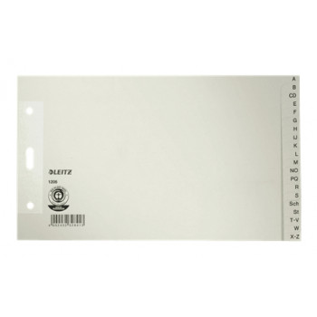 Leitz Manila Board aakkosrekisteri A-Z, A5 vaakasuunta, 20-osainen, harmaa, 100 g/m², 80 mm rei'itys vahvistetuilla rei'illä (1206-00-85)