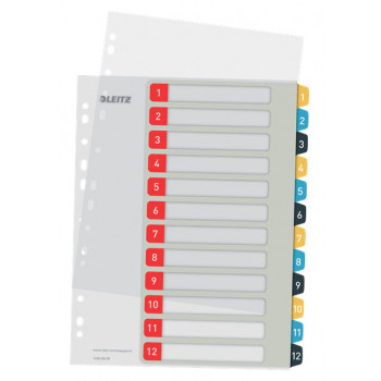 Leitz Cosy A4 painettu rekisterisarja, 1-12, PP, monivärinen 12480000