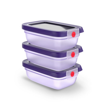 EMSA ONECLICK säilytysasti asarja, 3 x 0,5 L, violetti, vuotamaton, BPA-vapaa 3110601837