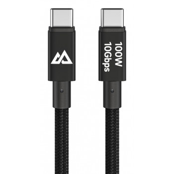 BLACK ROCK USB-C - USB-C lataus- ja datakaapeli, 100 W Power Delivery, 10 Gbit/s, 1,2 m, musta 00201765