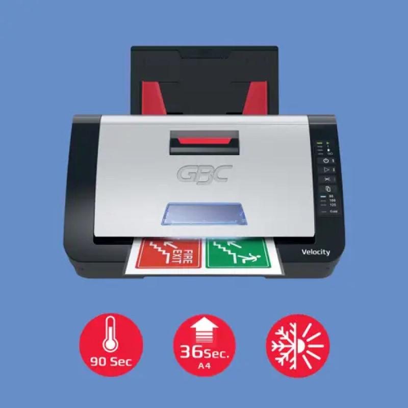 GBC Velocity A4 laminointilaite-sarja 10 kalvolla, kuumalaminointi, 2 telaa, tukoksenesto, musta 4410076