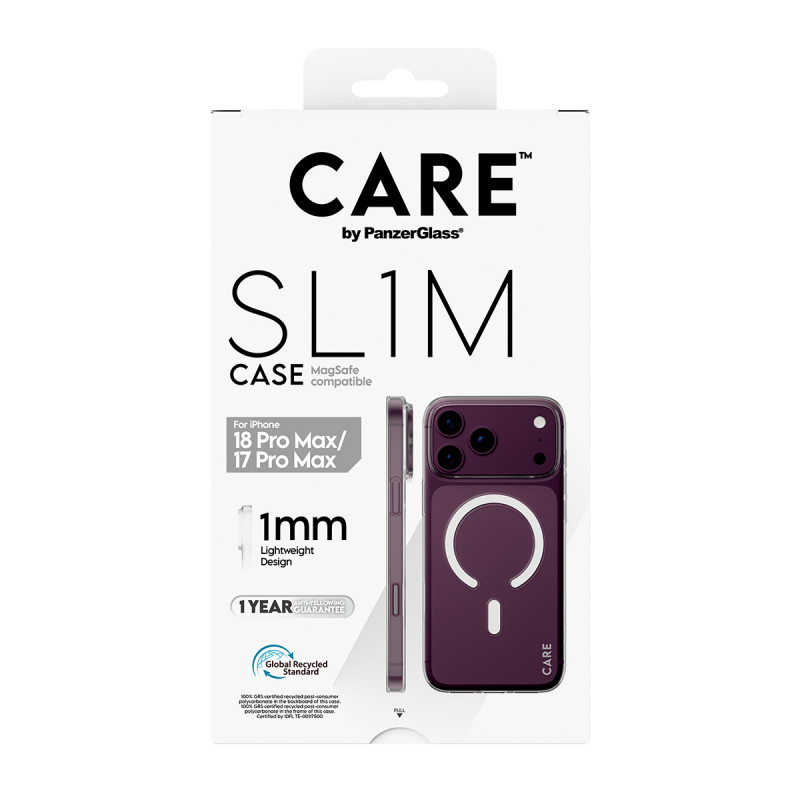 PanzerGlass CARE™ SL1M kotelo läpinäkyvä MagSafe-yhteensopiva iPhone 17 Pro Max