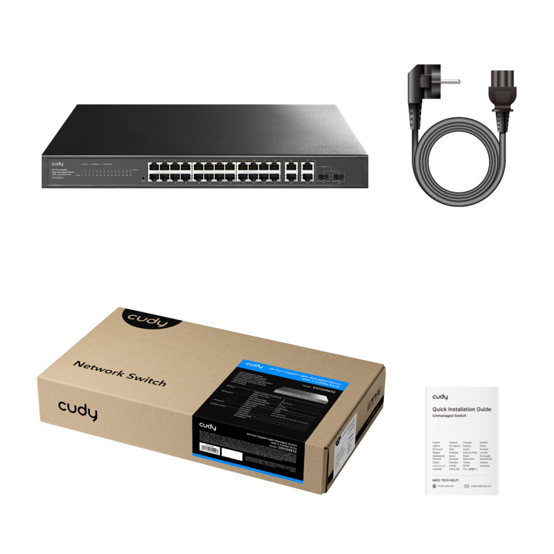 Cudy GS1028ES2 26-porttinen Gigabit Ethernet -kytkin ja 2 Combo SFP -porttia