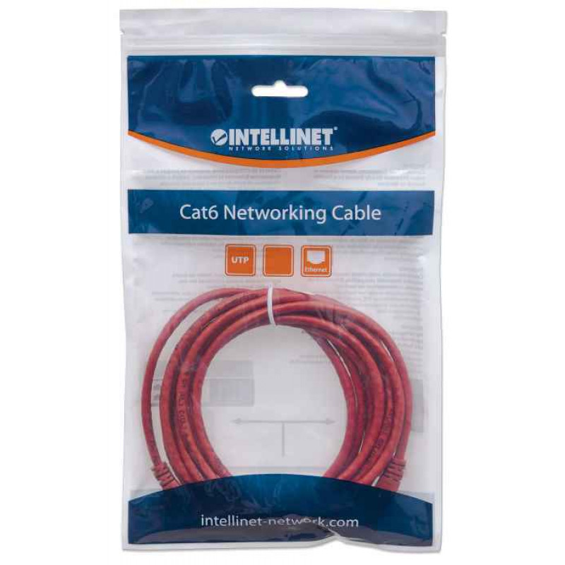Intellinet Cat6 UTP patch-kaapeli, RJ45, valettu, 1,5 m, punainen 342155