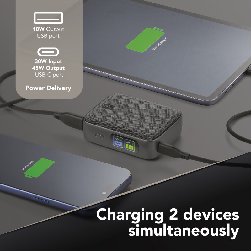 Cellularline Powerview IQ varavirtalähde 10000 mAh, 45 W, USB-C / USB-A, IQ-näyttö 61435